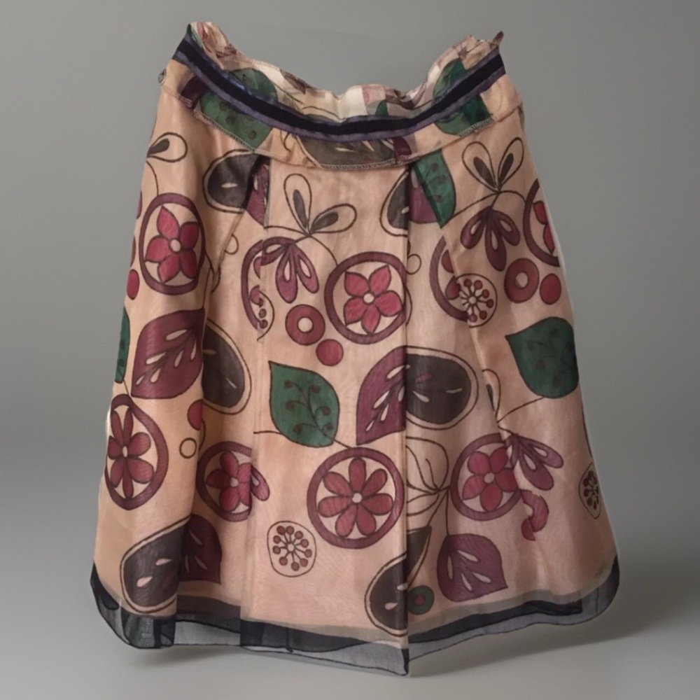 Anna Sui Multicolor Floral layered chiffon print A-Line Skirt size 4